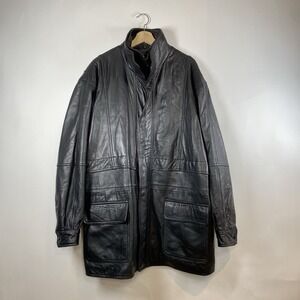 Boston Outfitters Men's Leather Jacket Black Size XXL Full Zip Pocket Classic